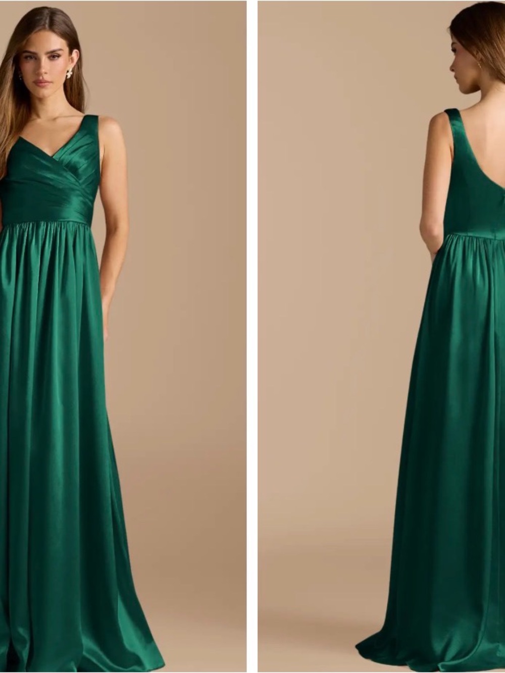 Azazie Emerald Green Satin Maxi Dress